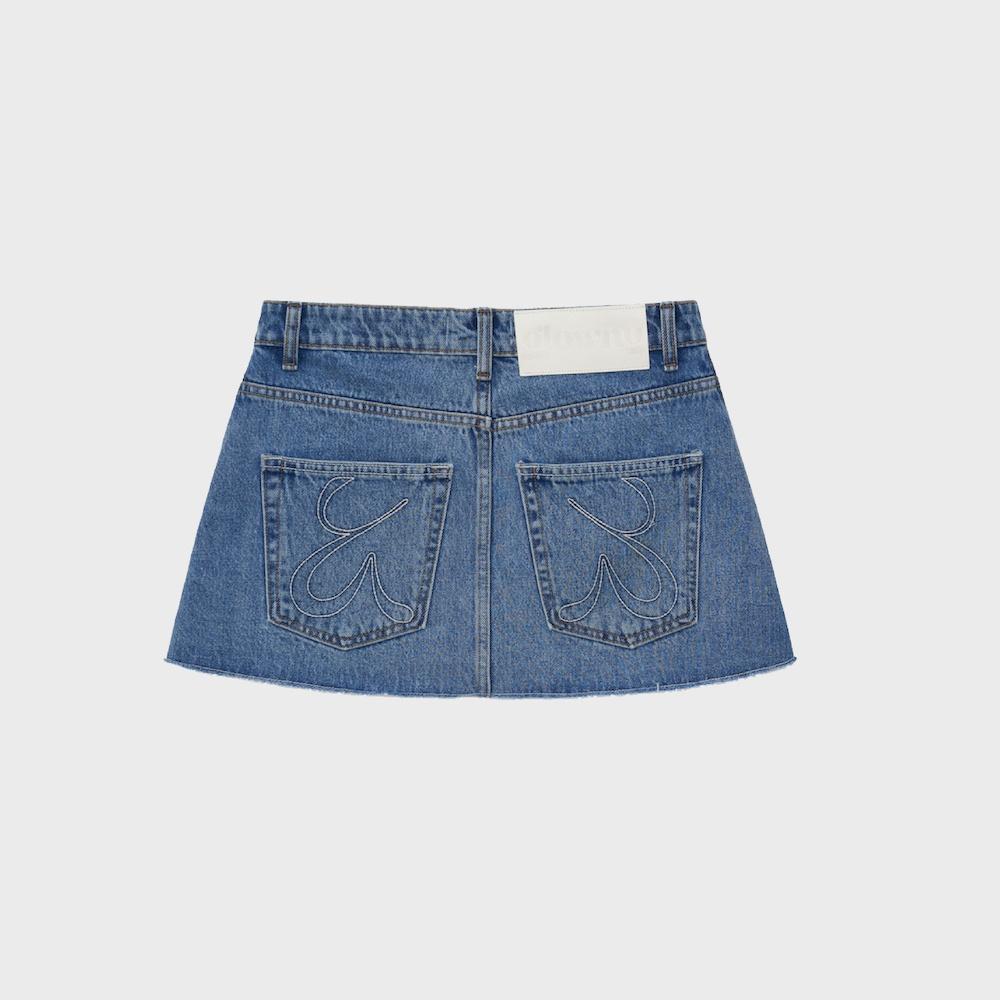 91 MID-RISE DENIM SKIRT (BLUE)