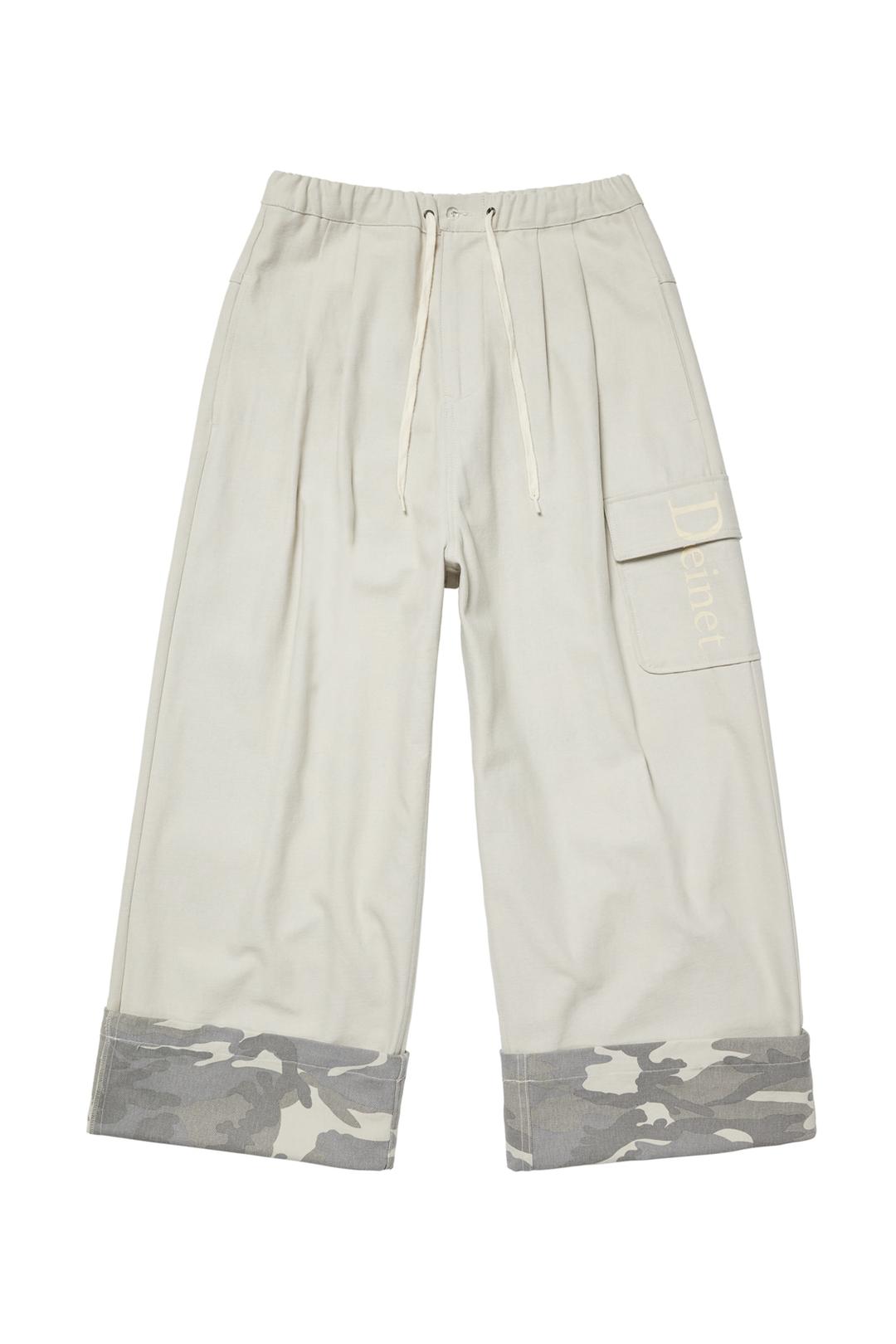 DEINET ROLL UP CARGO BANDING PANTS IN GREY
