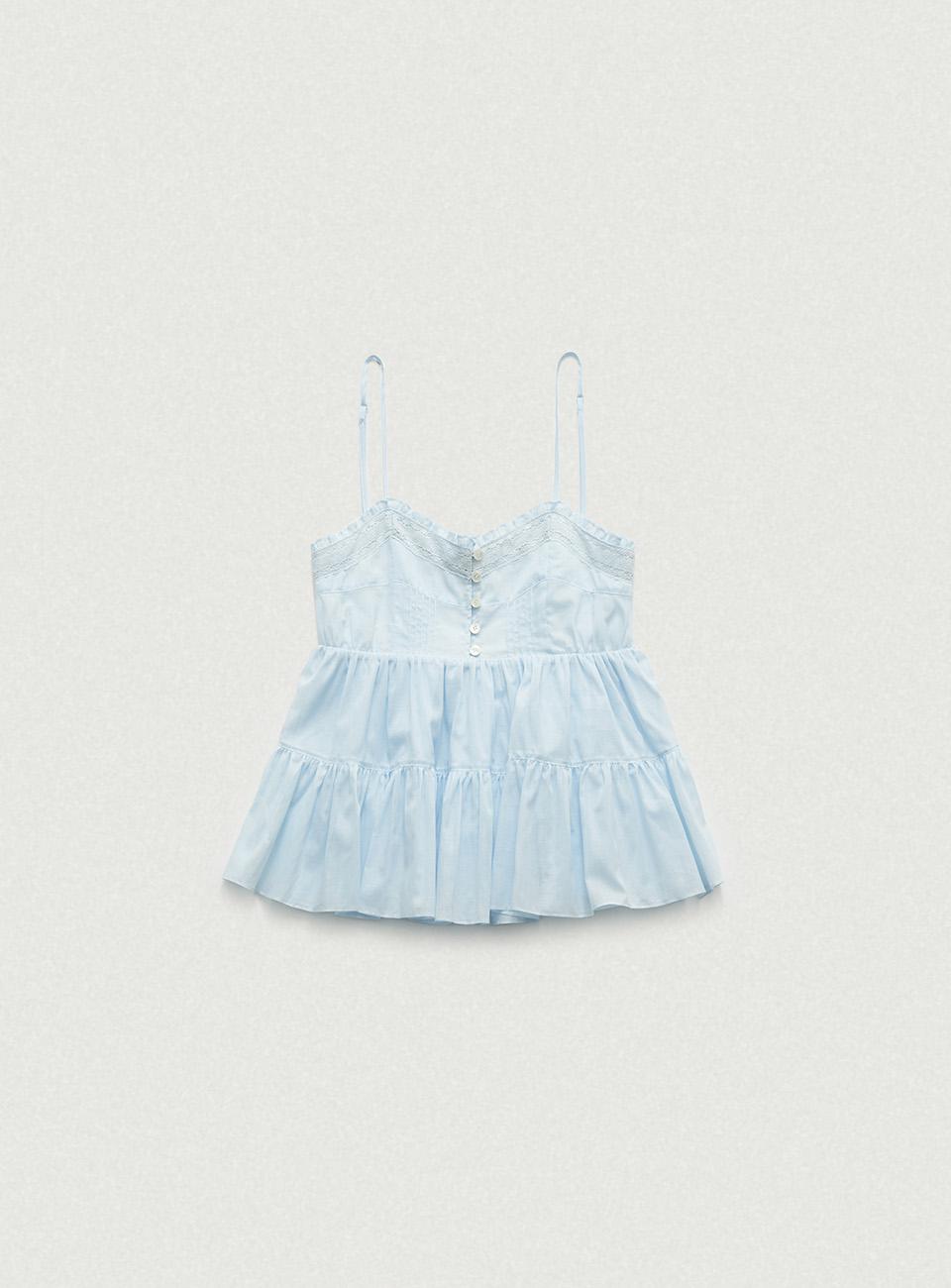Oa Frill Sleeveless Top_Light Blue