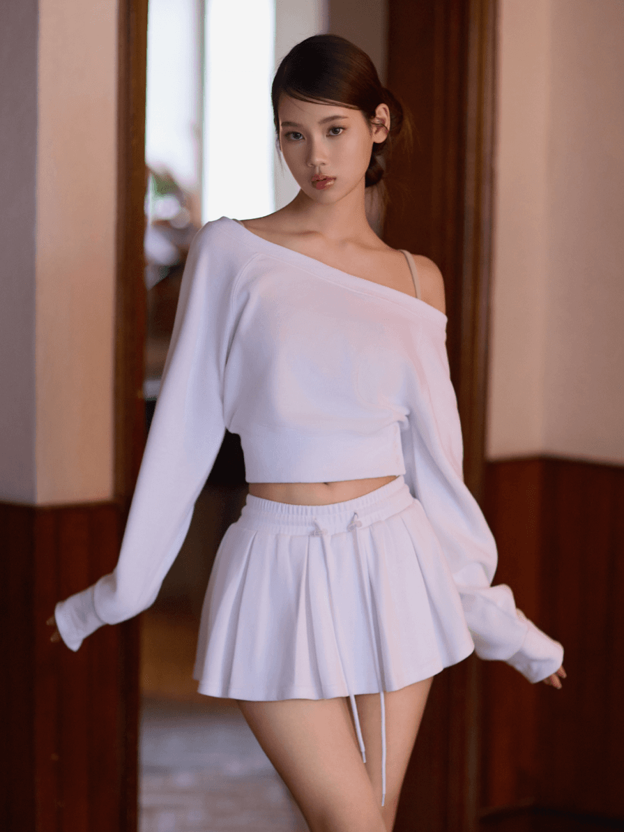카인다미 버튼 오프숄더 맨투맨