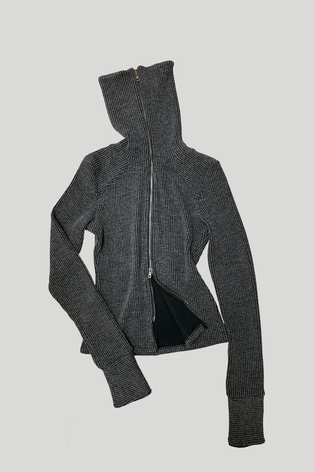 HIGH NECK ZIP-UP: GREY