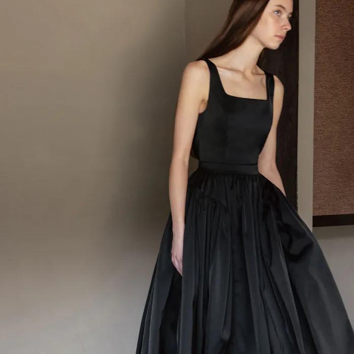 PEONY SHIRRING MAXI DRESS_TT5S606BK