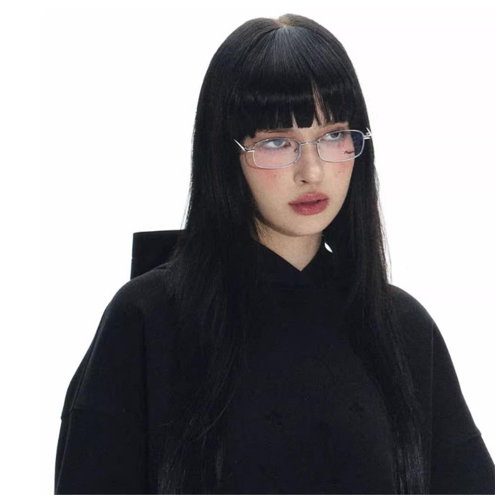 NECY STUDIO 안경테 실버 레트로 Y2K 사각 은테 은색 안경테