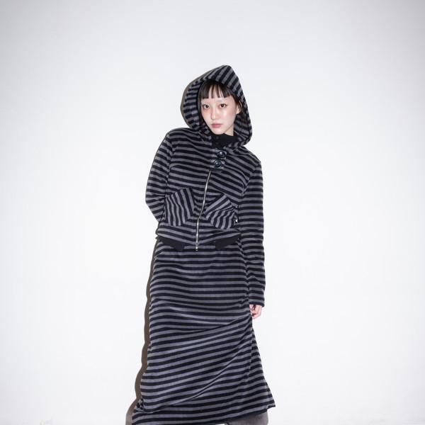 Pocket Fleece Hoodie Jacket [Striped]