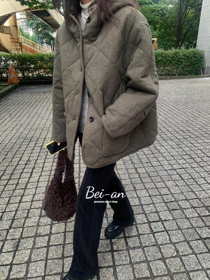 바이안 언더슨 바인 퀄팅 점퍼 후드 긴팔 오버핏 jp (2 color)
