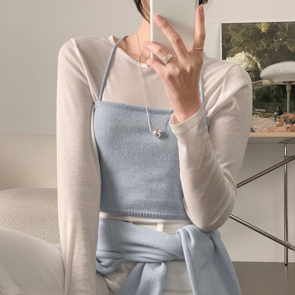 루디 뷔스티에 니트 탑 (스카이블루), (free)