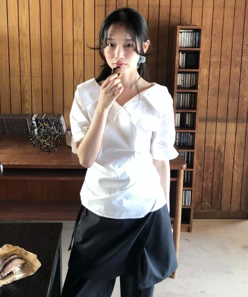 오픈카라 랩 블라우스_RMBLF25R99