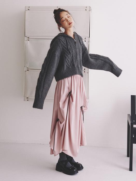 Cosmo Bow Shirring Skirt_pink