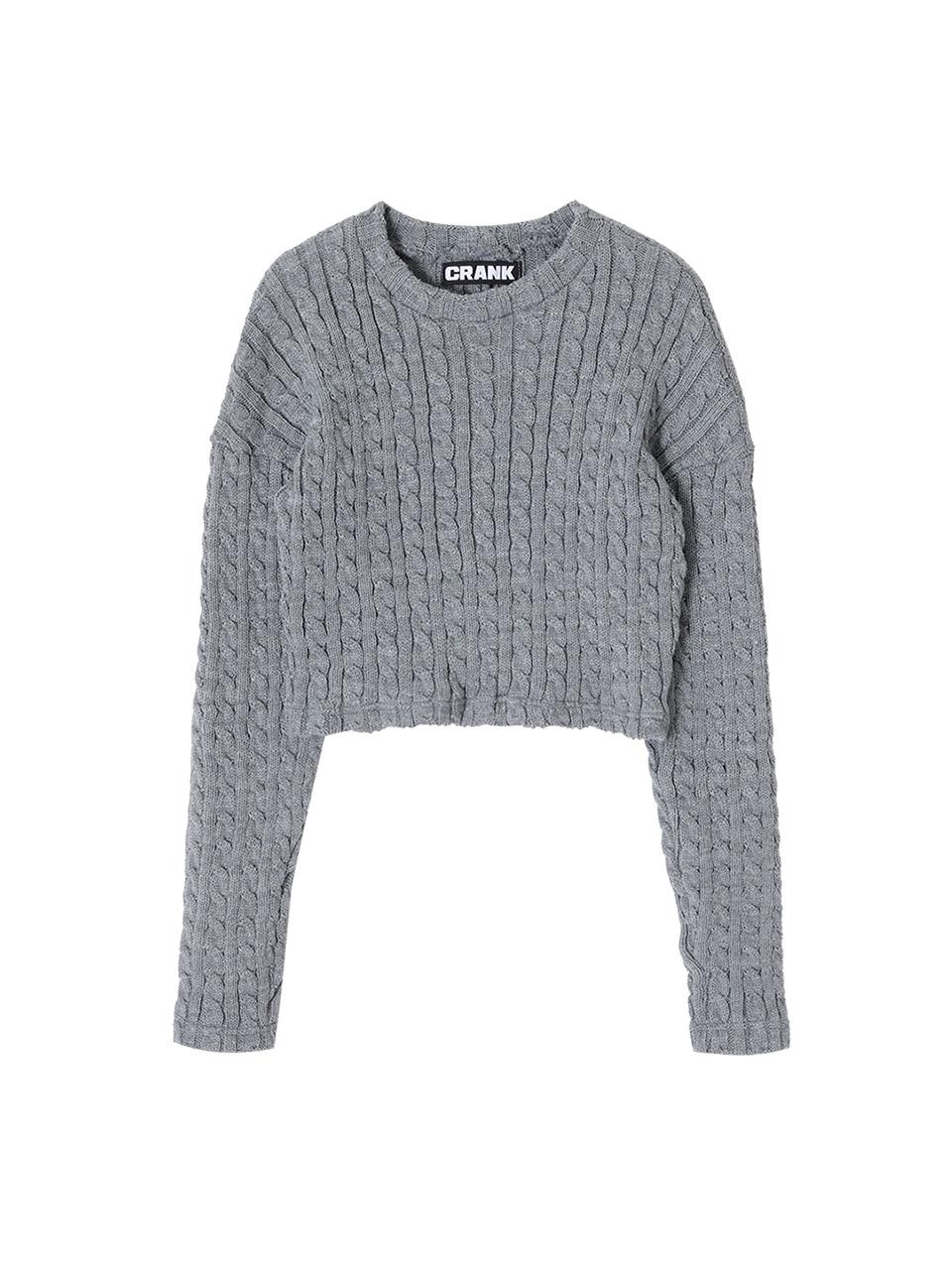 RIBBON CABLE CROPPED KNITWEAR_MELANGE GREY