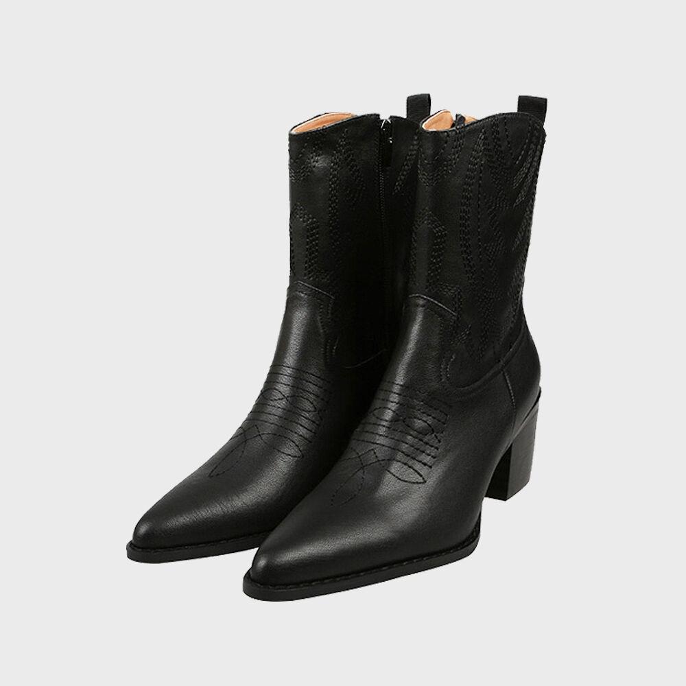 WESTERN BOOTS-COWHIDE VINTAGE (BLACK)