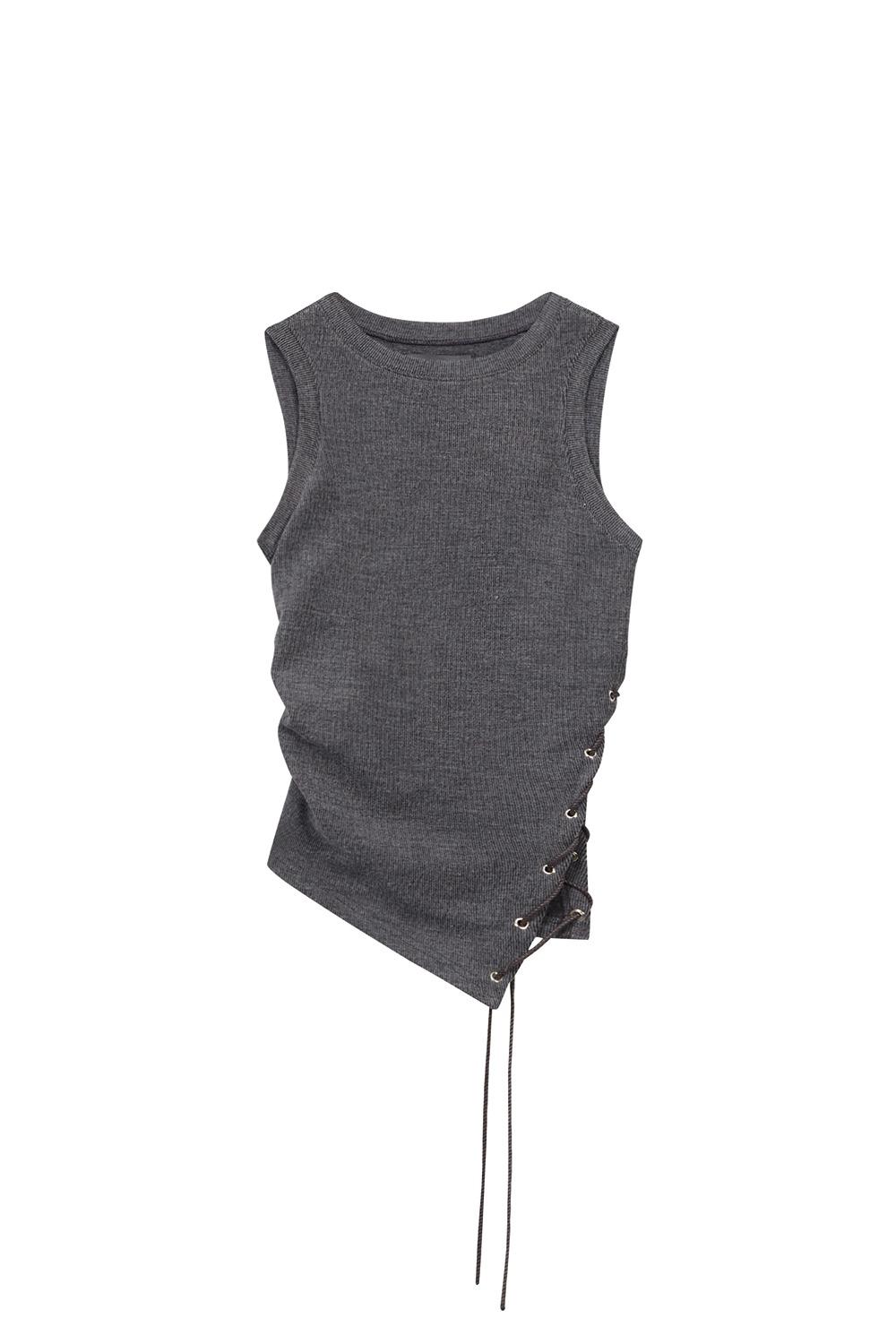 Lace-up Tank Top_Charcoal