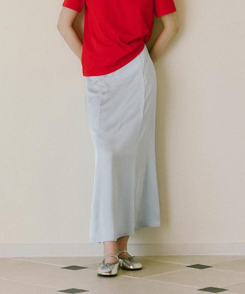 Silky banding Skirt (Light Blue)