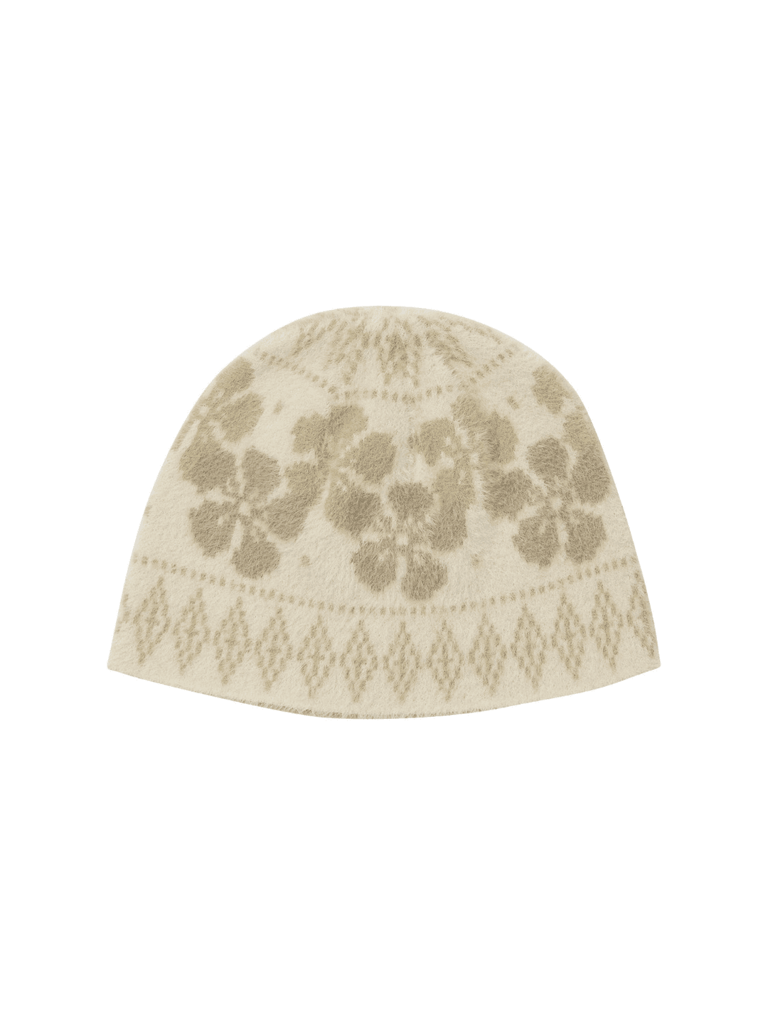 Flower Jacquard Beanie Ivory