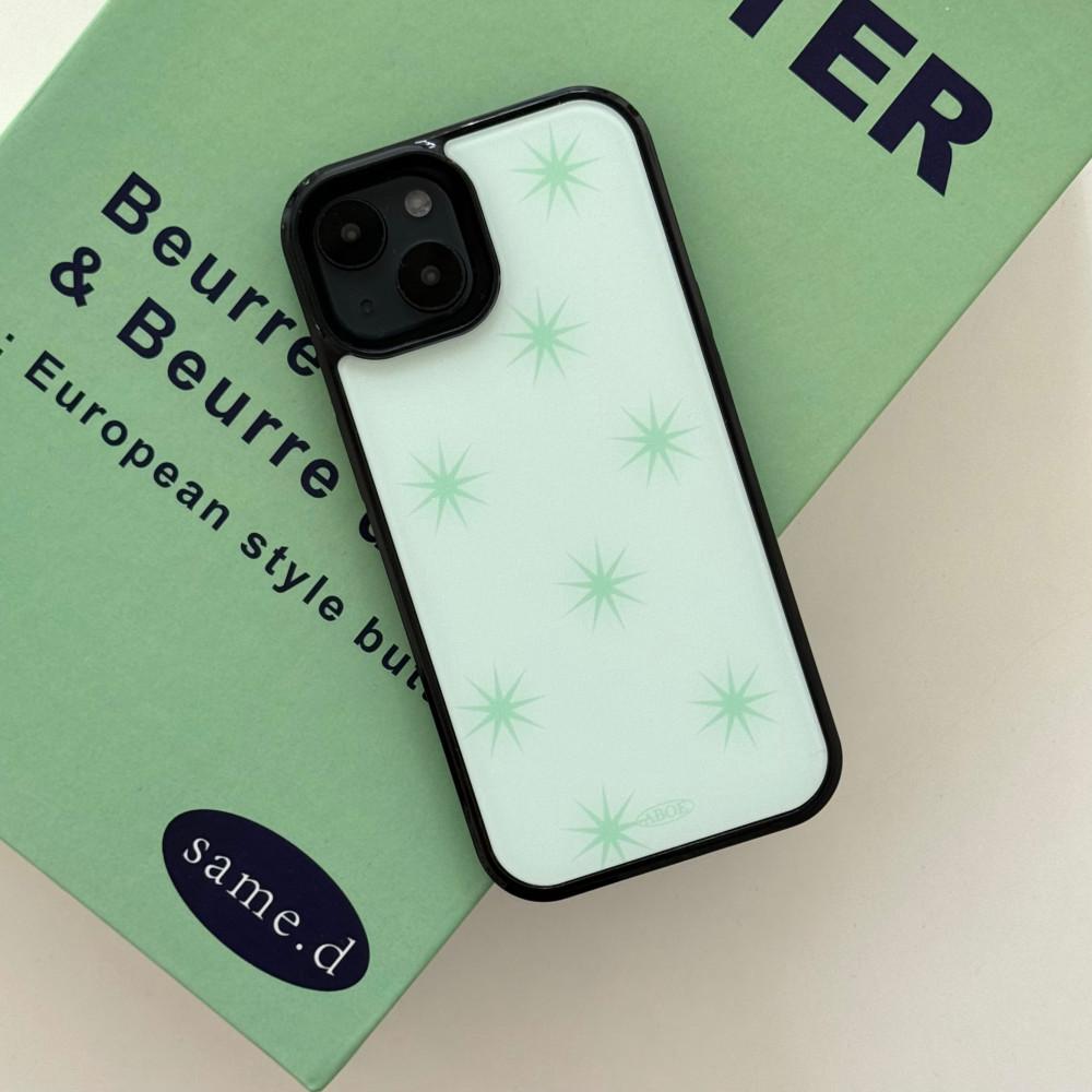 아비오에 트윙클 스타 민트 글라스 범퍼 무광 케이스 일반 아이폰 15