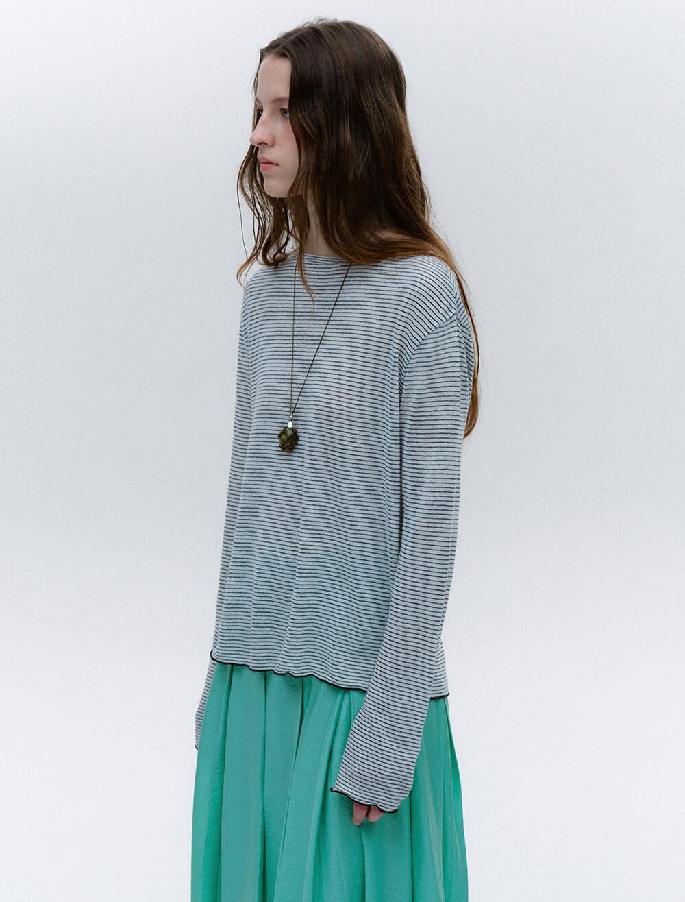 CUT-OUT DETAIL LAYERED STRIPE TOP [STRIPE]