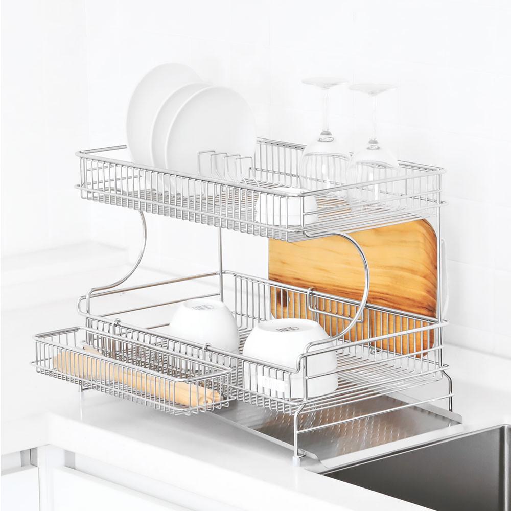 올 스텐 식기 건조대 2단 세로형 기본 설거지 그릇 정리대 주방 물빠짐 싱크대 컵 선반