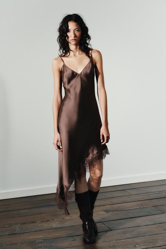 새틴 레이스 원피스