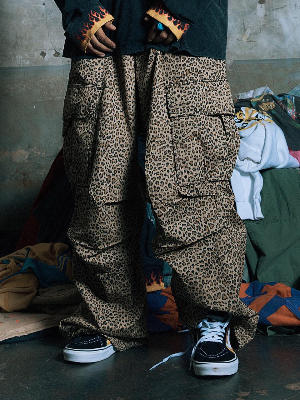 Lit Slant Pocket Cargo Pants Leopard