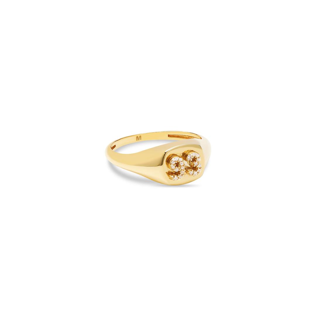 THE TINY VARSITY SIGNET RING - 5 / GOLD VERMEIL / 90