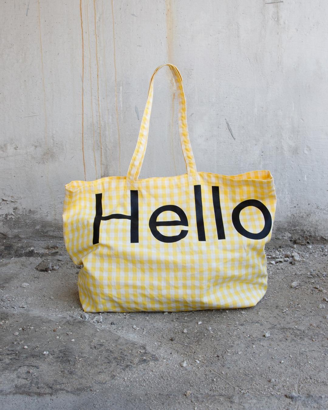 Big tote bag - Yellow check