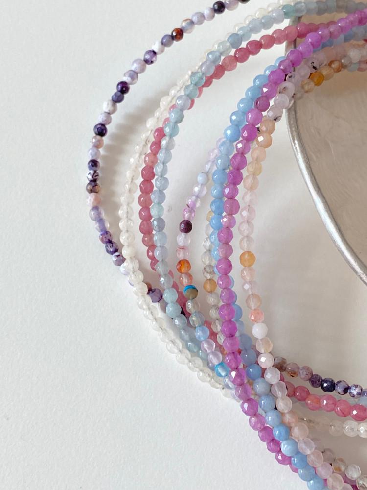 925실버 천연석 컬러 아게이트 목걸이 3mm