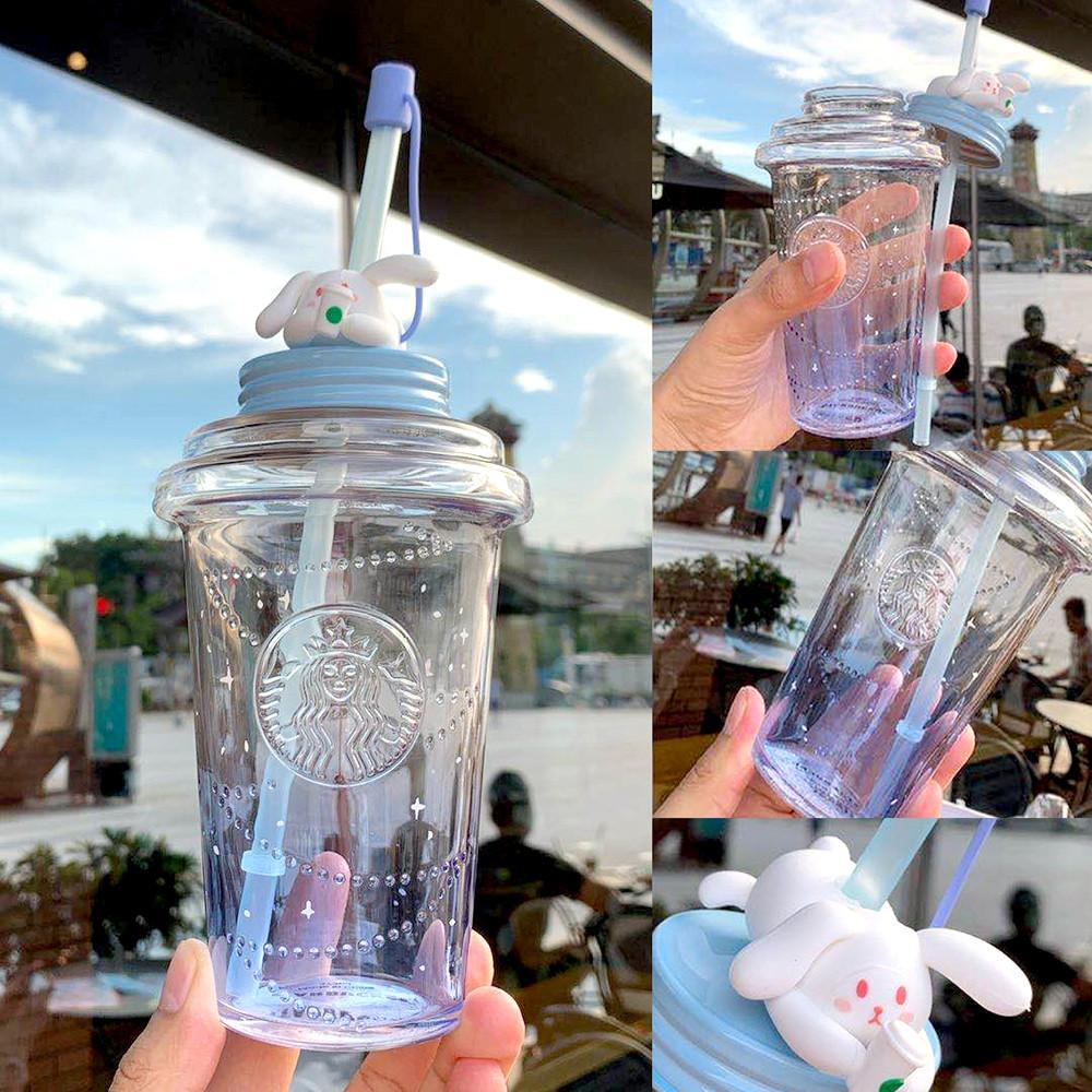 중국 스타벅스 토끼 텀블러 중추절 추석 MD 그라데이션 빨대컵 473ml