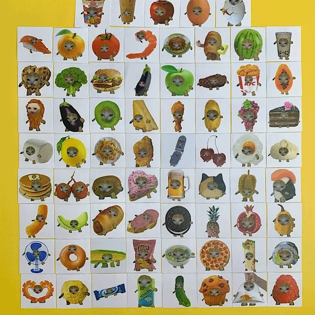 500장 롤스티커😻🍩고양이 밈 69장 바나나캣 해피캣 스티커 세트 다꾸 노트북 50장 스티커