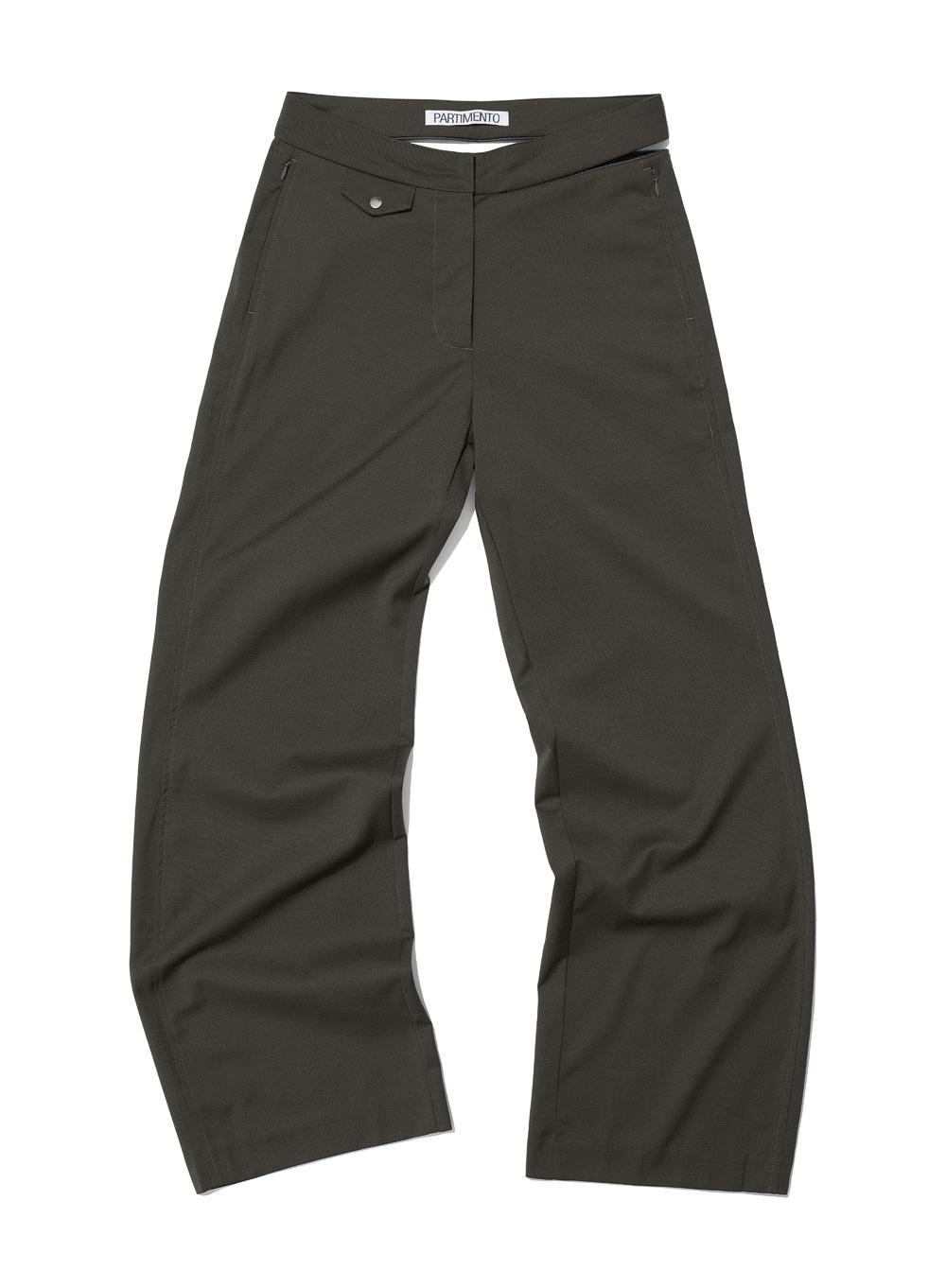 [WOMEN] CUT-OUT WAIST TROUSERS_KHAKI BROWN
