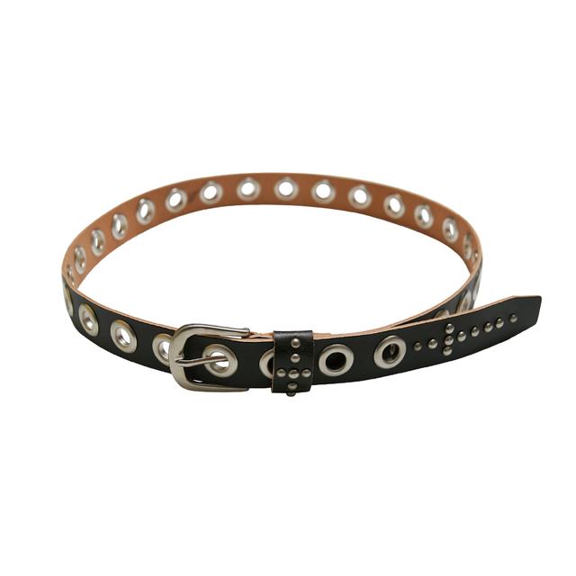 cross stud eyelet belt-black
