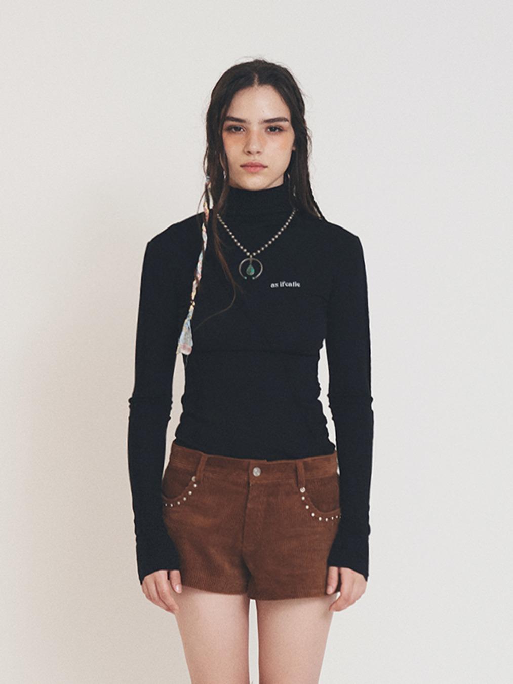 CUT-OFF TURTLENECK LONG SLEEVE BLACK