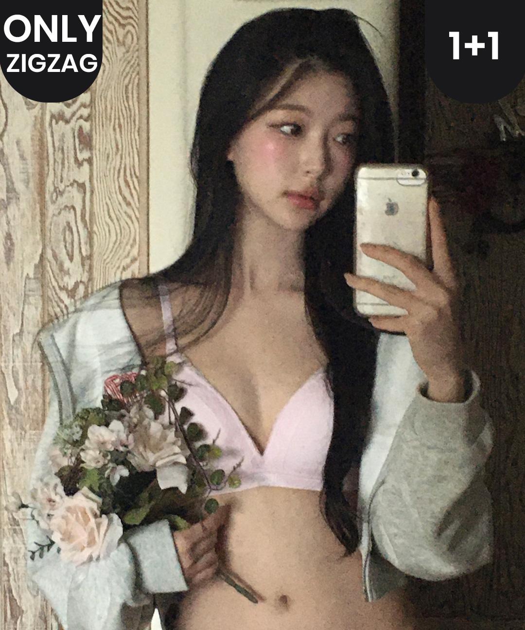 휠라언더웨어 [2차재입고][1+1/지그재그단독] 러버스 레이스 브라(트라이앵글/스쿱넥/노와이어) 속옷세트