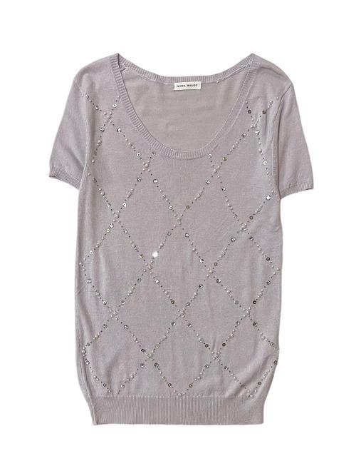 beads detail purple knit top