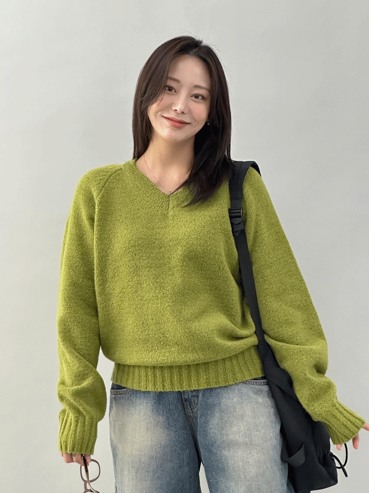 앙빼더데이 1452 헤라 오버핏 브이넥 니트[9coror/44-88]