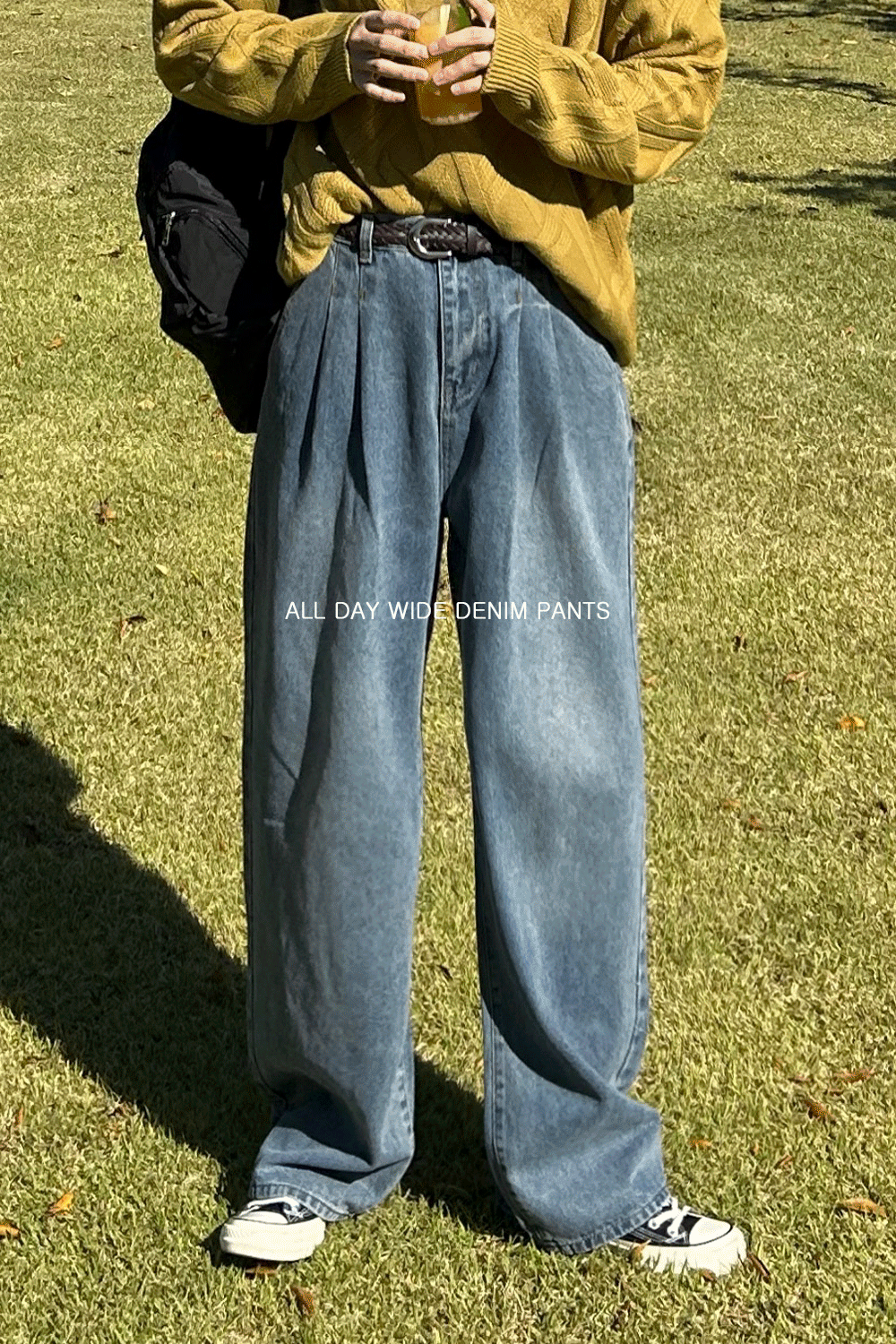 올데이 투턱 와이드 데님 팬츠