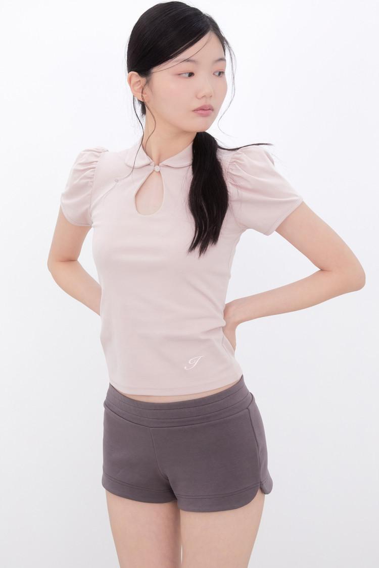 Classic Cut-out Puff Collar Top (PINK) : 이너뮤지엄