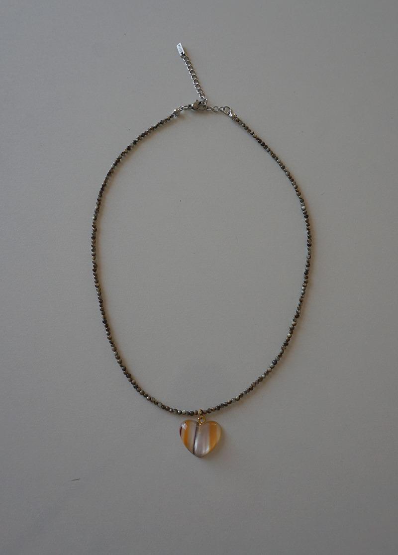 [N611][surgical] mini marble beads heart necklace / 비즈 목걸이 시선