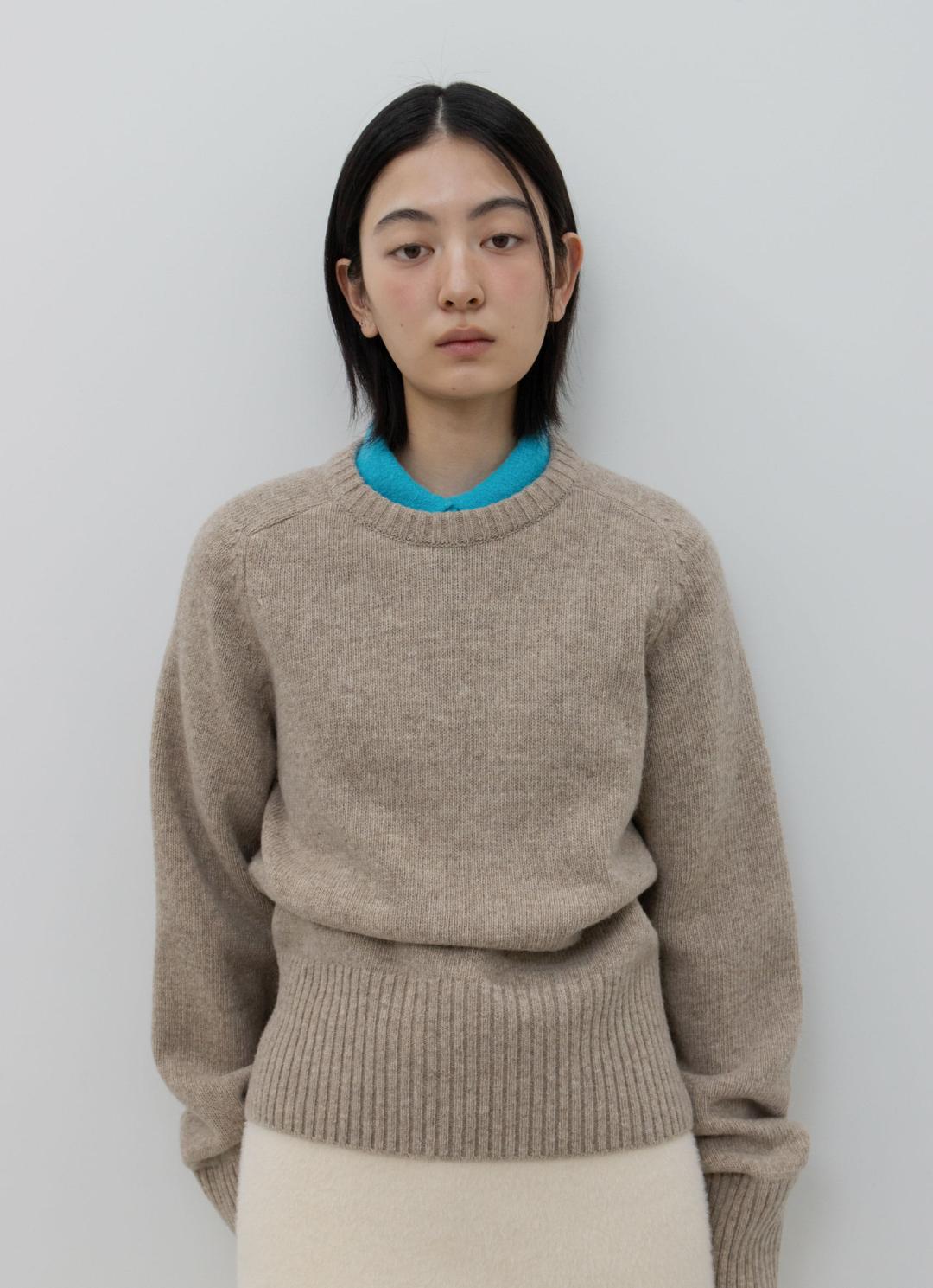 25FW WOOL CREW NECK KNIT / OATMEAL