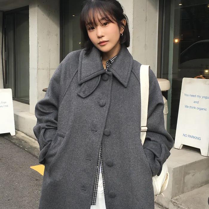 [쁨이 pick]Reny Wool Balmacaan Coat-Grey