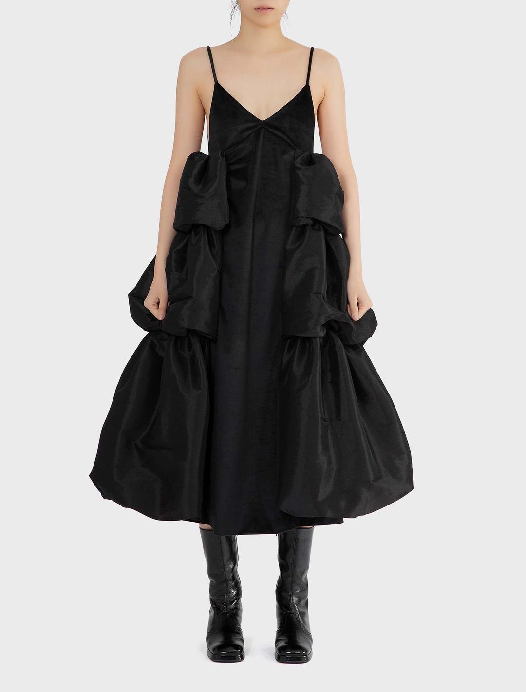 키카 바르가스 티타 롱 드레스 벨벳 블랙 - empty