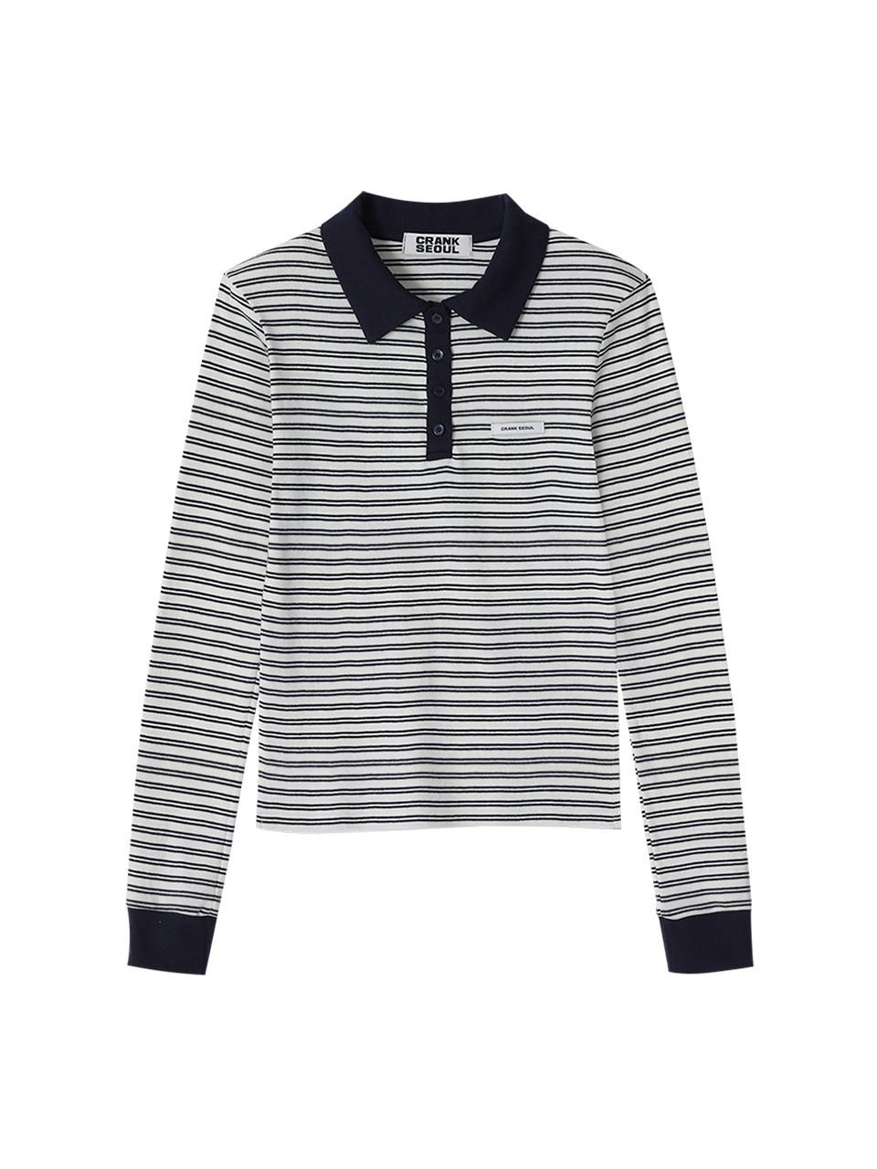 STRIPED COLLARED SHIRTS_NAVY