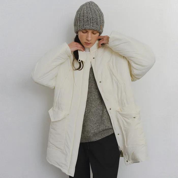 [with 은현] Casual half padded jumper_Cream