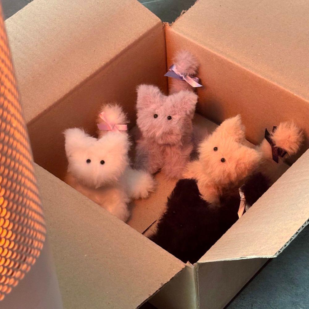 꼬리펑 고양이 리본 인형키링 모루인형 가방고리 키홀더