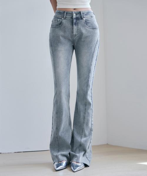 슬래쉬 라인 부츠컷 데님 팬츠 [LIGHT BLUE]