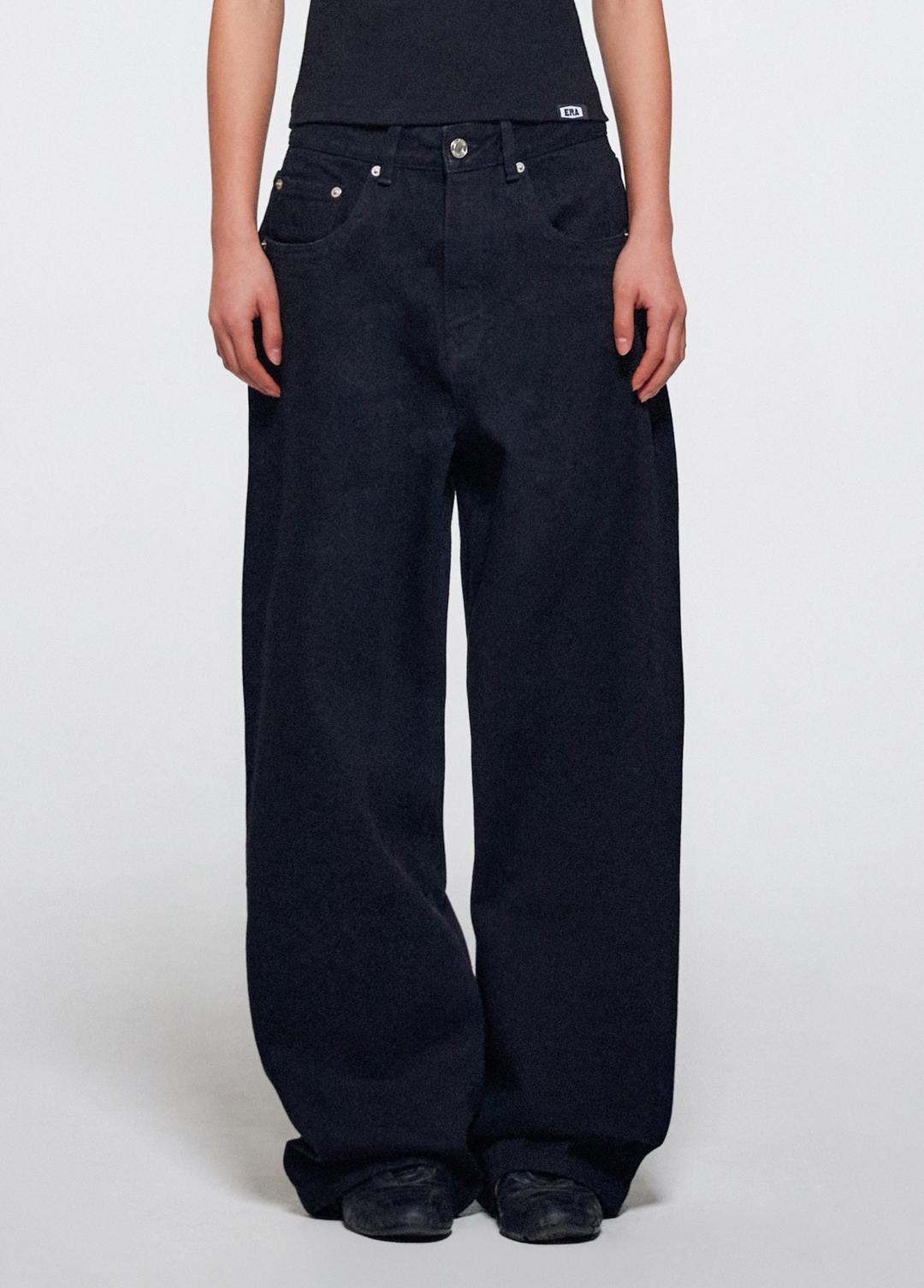 WOMEN ERA WIDE FIT DENIM PANTS - BLACK
