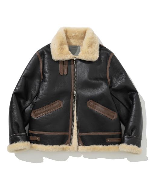 B-3 mouton leather jacket black