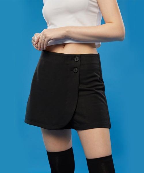 WOMEN 슬림 세미 미니스커트 [치마바지] BLACK