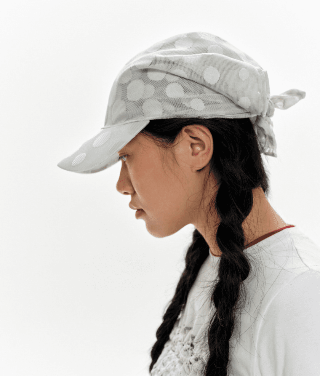 (B급 상품) OINIMI 정품 폴카도트 시스루 스카프볼캡 스카프모자