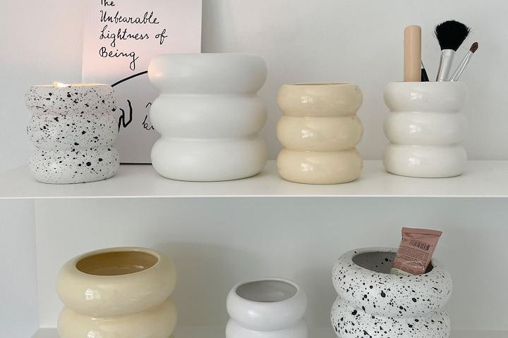 [단독] 마카롱 브러쉬꽂이 캔들홀더 4colors 연필꽂이 정리함