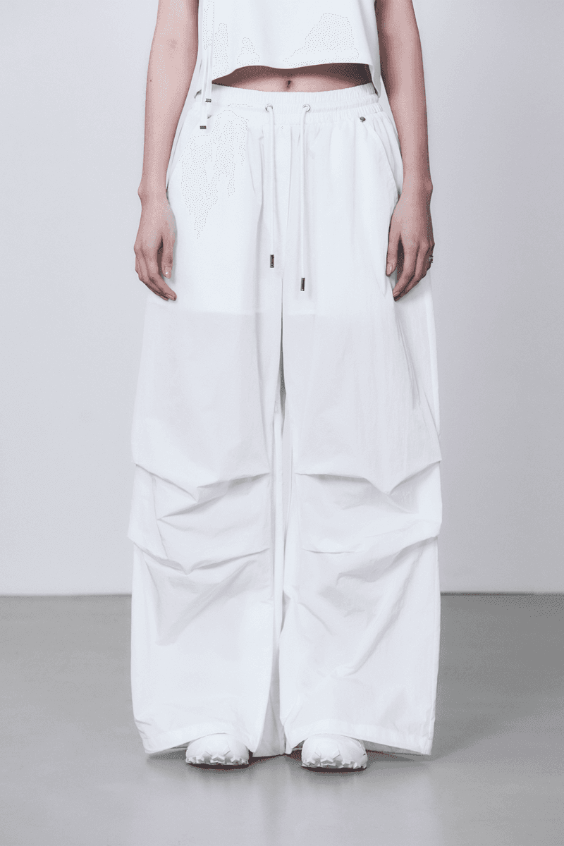 Nylon Banding Parachute Pants [ White ]