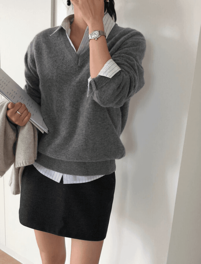 이너프 [레드 블랙 당일배송] founders 파운더스 에디트 스웨터 니 캐시미어 울 긴팔 브이넥 니트 클래식 드뮤어룩 캐주얼 이너프